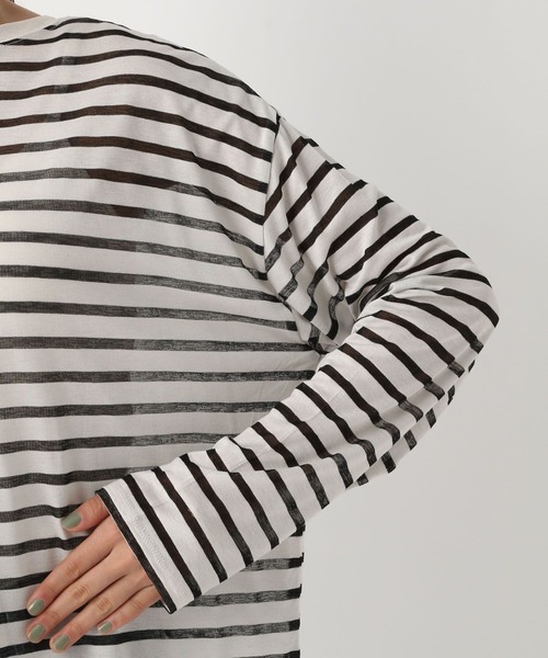 A part by（アパートバイ）の「シアーボーダーロンTEE（Tシャツ/カットソー・レディース・ライトパープル/カーキ/ブラック・FREE）」の18枚目の写真