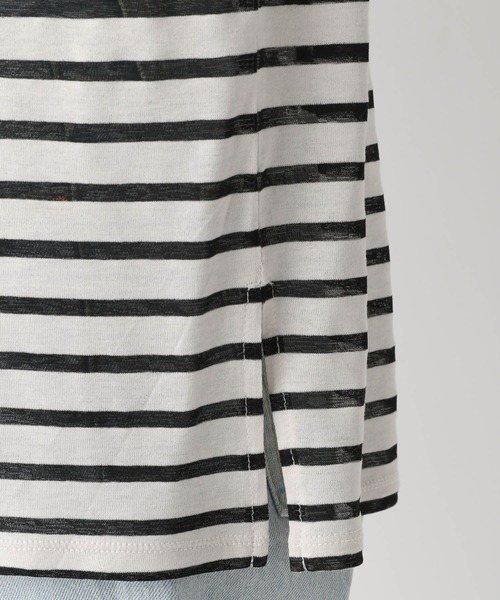 A part by（アパートバイ）の「シアーボーダーロンTEE（Tシャツ/カットソー・レディース・ライトパープル/カーキ/ブラック・FREE）」の20枚目の写真