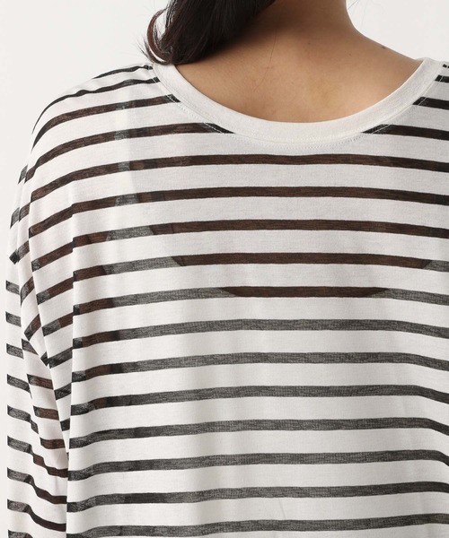 A part by（アパートバイ）の「シアーボーダーロンTEE（Tシャツ/カットソー・レディース・ライトパープル/カーキ/ブラック・FREE）」の14枚目の写真