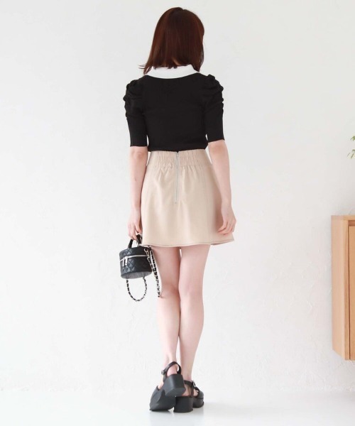 archives（アルシーヴ）の「配色ステッチフレアミニスカート（スカート・レディース・グレー/ブラック/ベージュ・MEDIUM）」の5枚目の写真