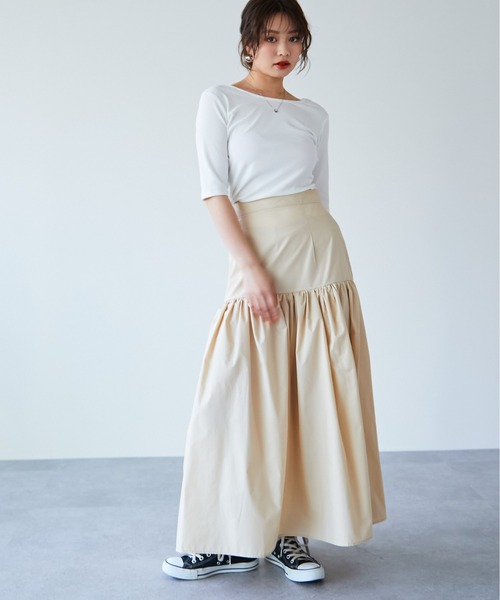 ECRIRE(エクリール)の「切り替えギャザースカート(スカート・レディース・ブラック/ベージュ/カーキ・MEDIUM)」の11枚目の写真