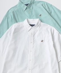 BEVERLY HILLS POLO CLUB/ビバリーヒルズポロクラブ オーバーサイズ コットン オックスフォード 無地 ストライプ チェック ワンポイント刺繍 ボタンダウン 半袖シャツ