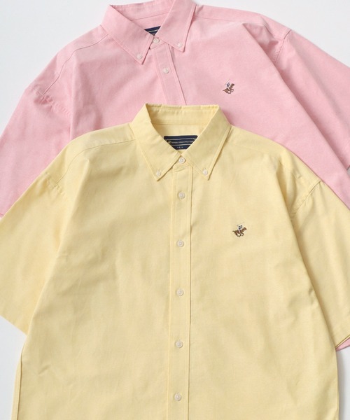 BEVERLY HILLS POLO CLUB（ビバリーヒルズポロクラブ）の「BEVERLY HILLS POLO CLUB/ビバリーヒルズポロクラブ オーバーサイズ コットン オックスフォード 無地 ストライプ チェック ワンポイント刺繍 ボタンダウン 半袖シャツ（シャツ/ブラウス・メンズ・ブルーグレー/ブルー系その他2/ブルー/ホワイト/ピンク/グリーン/イエロー/ブルー系その他・L/LL/M）」の7枚目の写真