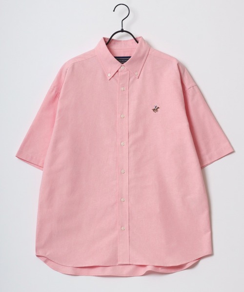 BEVERLY HILLS POLO CLUB（ビバリーヒルズポロクラブ）の「BEVERLY HILLS POLO CLUB/ビバリーヒルズポロクラブ オーバーサイズ コットン オックスフォード 無地 ストライプ チェック ワンポイント刺繍 ボタンダウン 半袖シャツ（シャツ/ブラウス・メンズ・ブルーグレー/ブルー系その他2/ブルー/ホワイト/ピンク/グリーン/イエロー/ブルー系その他・L/LL/M）」の15枚目の写真