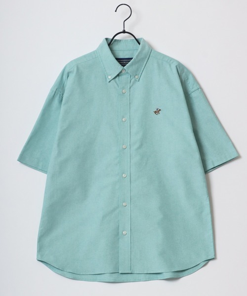 BEVERLY HILLS POLO CLUB（ビバリーヒルズポロクラブ）の「BEVERLY HILLS POLO CLUB/ビバリーヒルズポロクラブ オーバーサイズ コットン オックスフォード 無地 ストライプ チェック ワンポイント刺繍 ボタンダウン 半袖シャツ（シャツ/ブラウス・メンズ・ブルーグレー/ブルー系その他2/ブルー/ホワイト/ピンク/グリーン/イエロー/ブルー系その他・L/LL/M）」の16枚目の写真