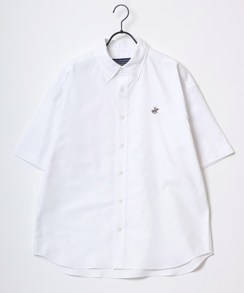 BEVERLY HILLS POLO CLUB（ビバリーヒルズポロクラブ）の「BEVERLY HILLS POLO CLUB/ビバリーヒルズポロクラブ オーバーサイズ コットン オックスフォード 無地 ストライプ チェック ワンポイント刺繍 ボタンダウン 半袖シャツ（シャツ/ブラウス・メンズ・ブルーグレー/ブルー系その他2/ブルー/ホワイト/ピンク/グリーン/イエロー/ブルー系その他・L/LL/M）」の19枚目の写真