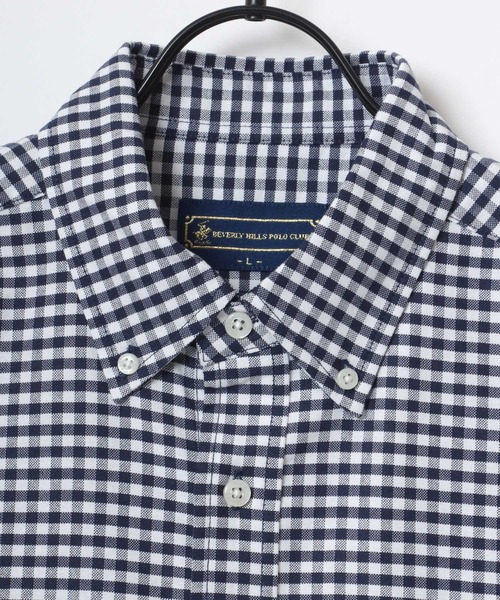 BEVERLY HILLS POLO CLUB（ビバリーヒルズポロクラブ）の「BEVERLY HILLS POLO CLUB/ビバリーヒルズポロクラブ オーバーサイズ コットン オックスフォード 無地 ストライプ チェック ワンポイント刺繍 ボタンダウン 半袖シャツ（シャツ/ブラウス・メンズ・ブルーグレー/ブルー系その他2/ブルー/ホワイト/ピンク/グリーン/イエロー/ブルー系その他・L/LL/M）」の21枚目の写真
