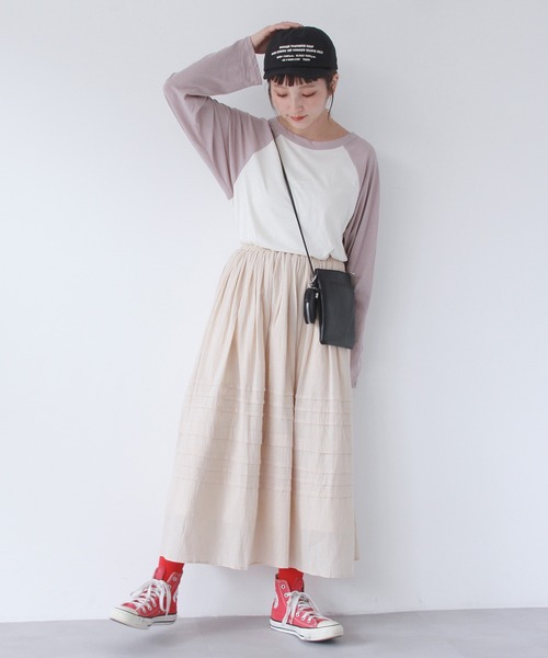 Crisp（クリスプ）の「シアーラグランTシャツ（Tシャツ/カットソー・レディース・ブラウン/パープル・FREE）」の11枚目の写真