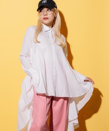 フィッシュテール　ロングシャツ ワンピース