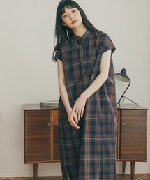 FORK&SPOON | FORK&SPOON　バンドカラーフレンチスリーブシャツワンピース(ワンピース)