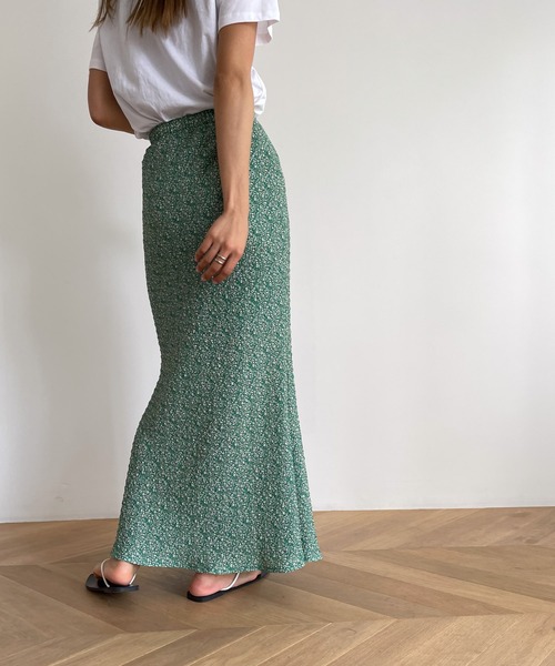 CANAL JEAN(キャナルジーン)の「smileyranna 小花柄マーメイドスカート(スカート・レディース・アイボリー/グリーン・ONE SIZE)」の4枚目の写真