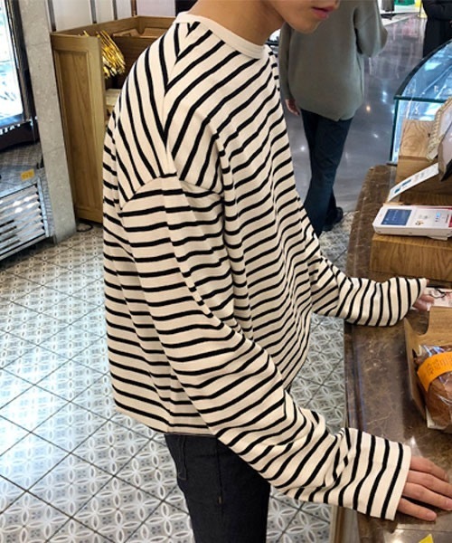 ASCLO(エジュクロ)の「ASCLO Overfit Stripe T Shirt(Tシャツ/カットソー・メンズ・ブラック/アイボリー・FREE)」の15枚目の写真