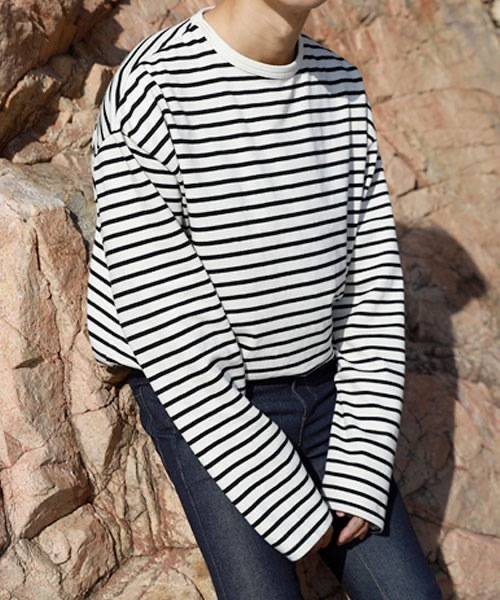 ASCLO(エジュクロ)の「ASCLO Overfit Stripe T Shirt(Tシャツ/カットソー・メンズ・ブラック/アイボリー・FREE)」の20枚目の写真