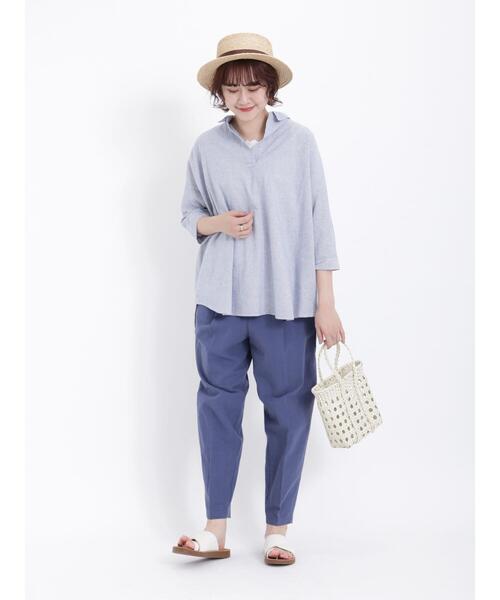 Samansa Mos2（サマンサ モスモス）の「【接触冷感・抗菌防臭】センタープレスタックパンツ（その他パンツ・レディース・ブルー/ブラック/ベージュ/イエロー・F）」の22枚目の写真