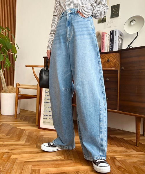 オリジナル⭐︎一点物　ハンドメイドのデニム象 セール】【累計販売枚数1万枚突破！】カーブデニム（デニムパンツ