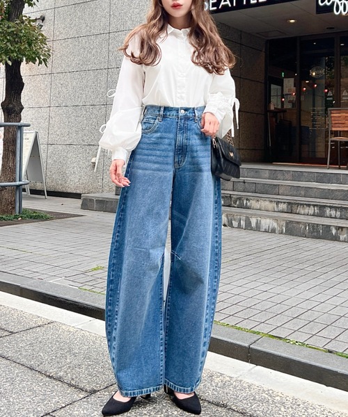 MUL デニムパンツ　ライン入り moment+（モーメントプラス）の「【累計販売枚数1万枚突破