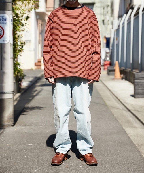 marka（マーカ）の「marka / マーカ：CREW NECK TEE L/S - organic cotton knit border -：M23C-05CS02C[COR]（Tシャツ/カットソー・メンズ・ブルーグレー/ブラウン/ネイビー・1/2/3）」の15枚目の写真