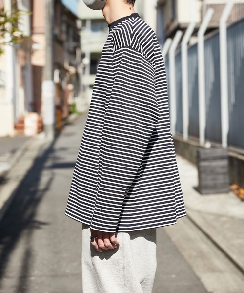 marka（マーカ）の「marka / マーカ：CREW NECK TEE L/S - organic cotton knit border -：M23C-05CS02C[COR]（Tシャツ/カットソー・メンズ・ブルーグレー/ブラウン/ネイビー・1/2/3）」の17枚目の写真