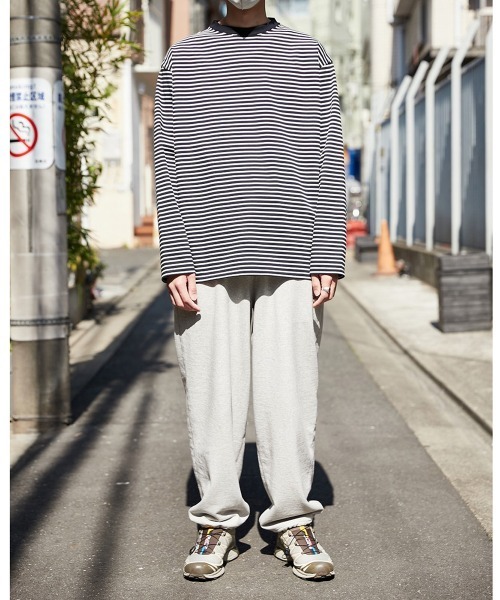 marka（マーカ）の「marka / マーカ：CREW NECK TEE L/S - organic cotton knit border -：M23C-05CS02C[COR]（Tシャツ/カットソー・メンズ・ブルーグレー/ブラウン/ネイビー・1/2/3）」の5枚目の写真