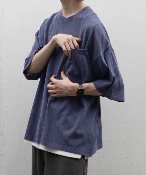 EDDEN ELLEN（エデンエレン）の「【EDDEN ELLEN】vintage wash pigment Tee / ヴィンテージウォッシュピグメントTシャツ（Tシャツ/カットソー・メンズ・パープル/ホワイト/グリーン/チャコールグレー・SMALL/MEDIUM/LARGE）」の4枚目の写真