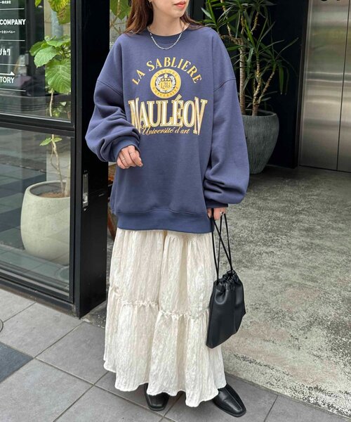 DISCOAT（ディスコート）の「【WEB限定】MAULEONカレッジロゴスウェット（Tシャツ/カットソー・レディース・オフホワイト/ライトベージュ/ネイビー・FREE）」の9枚目の写真