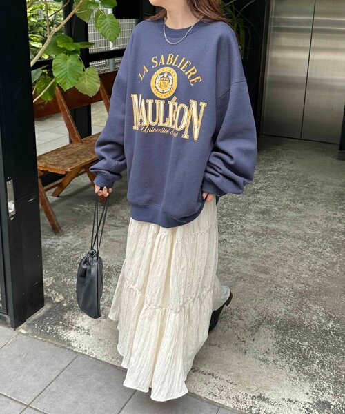 DISCOAT（ディスコート）の「【WEB限定】MAULEONカレッジロゴスウェット（Tシャツ/カットソー・レディース・オフホワイト/ライトベージュ/ネイビー・FREE）」の10枚目の写真