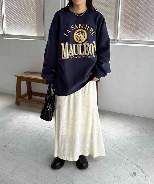 DISCOAT（ディスコート）の「【WEB限定】MAULEONカレッジロゴスウェット（Tシャツ/カットソー・レディース・オフホワイト/ライトベージュ/ネイビー・FREE）」の14枚目の写真