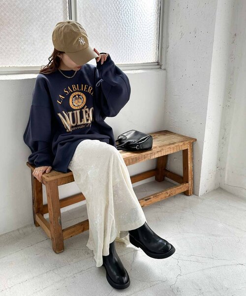 DISCOAT（ディスコート）の「【WEB限定】MAULEONカレッジロゴスウェット（Tシャツ/カットソー・レディース・オフホワイト/ライトベージュ/ネイビー・FREE）」の21枚目の写真