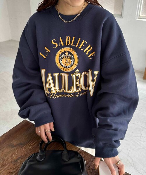 DISCOAT（ディスコート）の「【WEB限定】MAULEONカレッジロゴスウェット（Tシャツ/カットソー・レディース・オフホワイト/ライトベージュ/ネイビー・FREE）」の22枚目の写真
