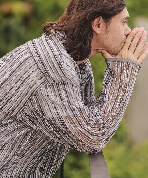 CAMBIO（カンビオ）の「ms5371- Openwork Long Sleeve Shirts シャツ（シャツ/ブラウス・メンズ・グレー/カーキ・M/L）」の3枚目の写真