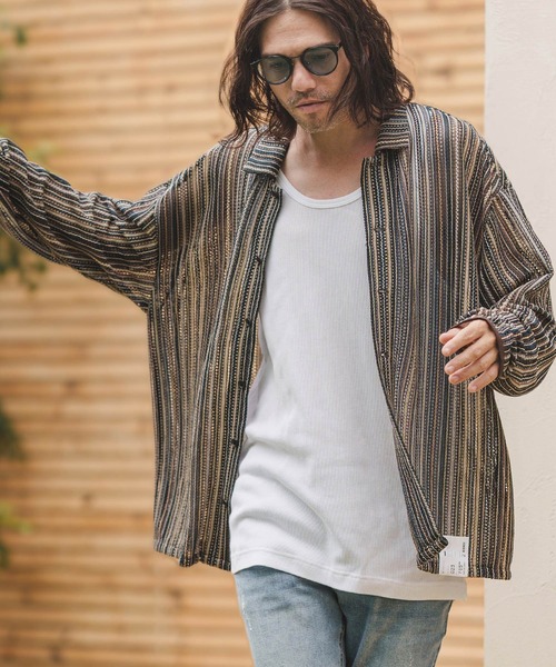 CAMBIO（カンビオ）の「ms5371- Openwork Long Sleeve Shirts シャツ（シャツ/ブラウス・メンズ・グレー/カーキ・M/L）」の10枚目の写真
