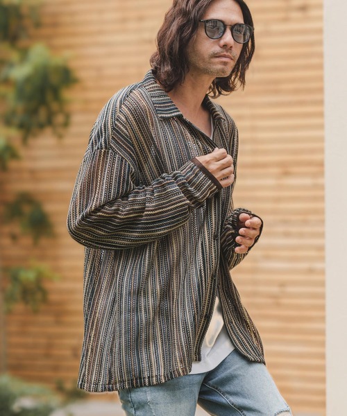 CAMBIO（カンビオ）の「ms5371- Openwork Long Sleeve Shirts シャツ（シャツ/ブラウス・メンズ・グレー/カーキ・M/L）」の12枚目の写真