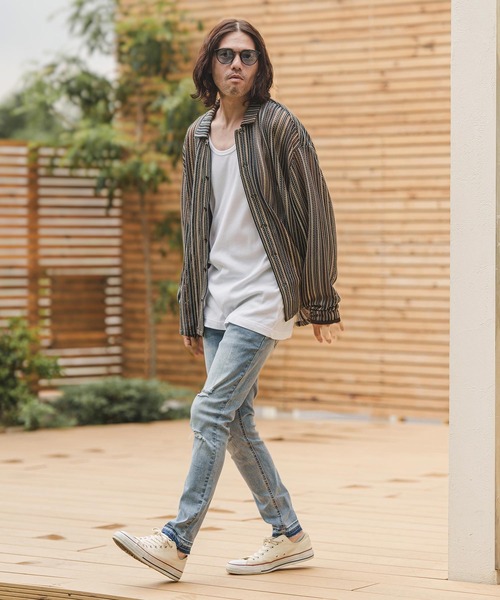 CAMBIO（カンビオ）の「ms5371- Openwork Long Sleeve Shirts シャツ（シャツ/ブラウス・メンズ・グレー/カーキ・M/L）」の13枚目の写真