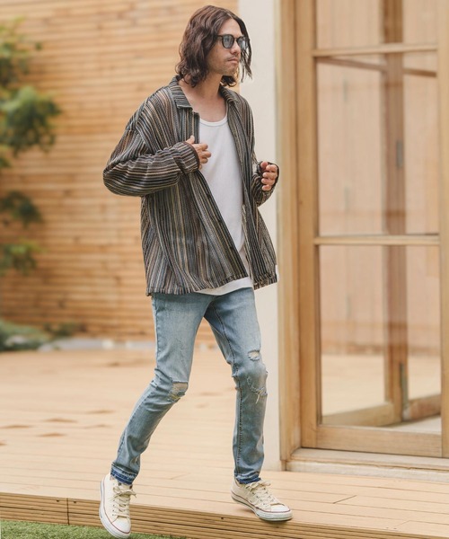 CAMBIO（カンビオ）の「ms5371- Openwork Long Sleeve Shirts シャツ（シャツ/ブラウス・メンズ・グレー/カーキ・M/L）」の14枚目の写真