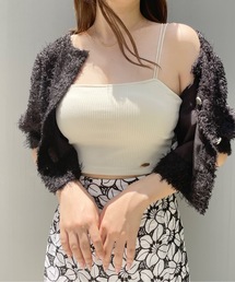 クロスストラップパット付ショートキャミ