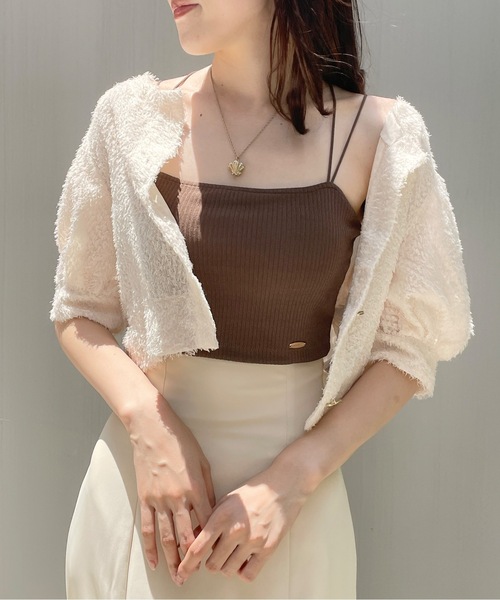 NOMAE（ノーマエ）の「クロスストラップパット付ショートキャミ（キャミソール・レディース・グリーン/ダークブラウン/アイボリー/ブラック・FREE）」の10枚目の写真