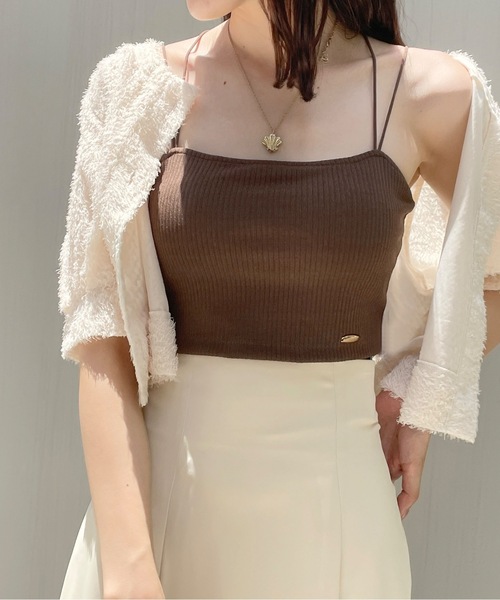 NOMAE（ノーマエ）の「クロスストラップパット付ショートキャミ（キャミソール・レディース・グリーン/ダークブラウン/アイボリー/ブラック・FREE）」の11枚目の写真