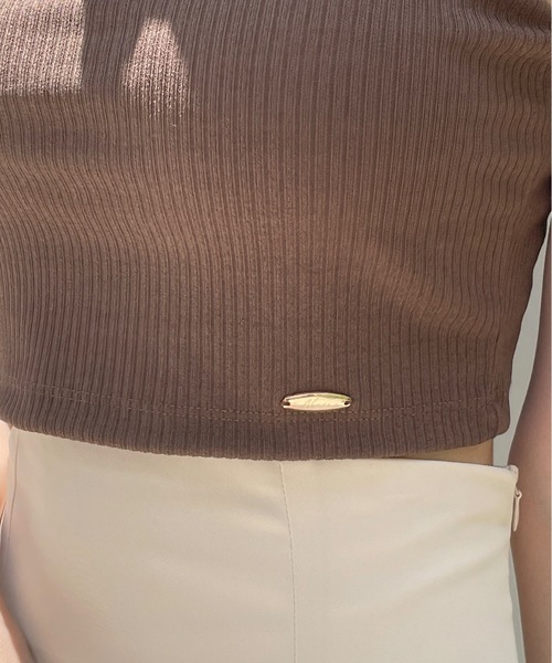 NOMAE（ノーマエ）の「クロスストラップパット付ショートキャミ（キャミソール・レディース・グリーン/ダークブラウン/アイボリー/ブラック・FREE）」の13枚目の写真