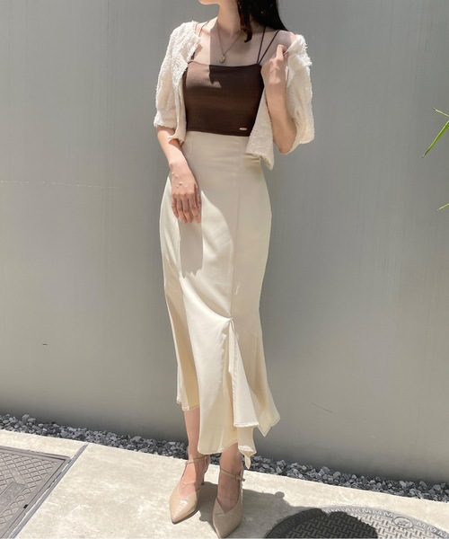 NOMAE（ノーマエ）の「クロスストラップパット付ショートキャミ（キャミソール・レディース・グリーン/ダークブラウン/アイボリー/ブラック・FREE）」の17枚目の写真