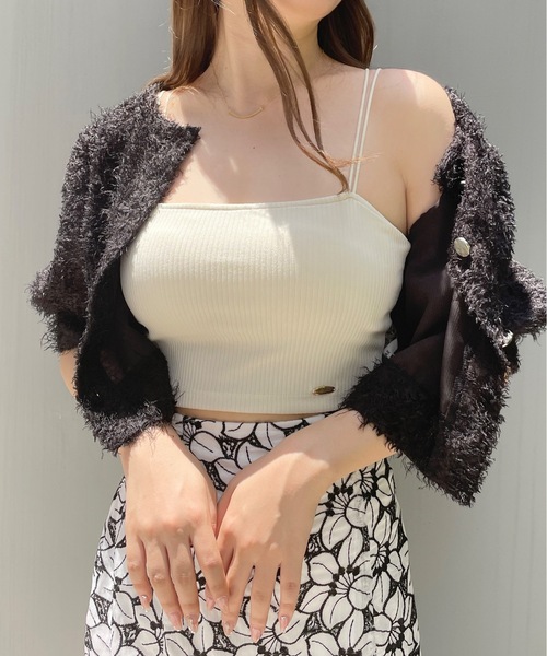 NOMAE（ノーマエ）の「クロスストラップパット付ショートキャミ（キャミソール・レディース・グリーン/ダークブラウン/アイボリー/ブラック・FREE）」の21枚目の写真