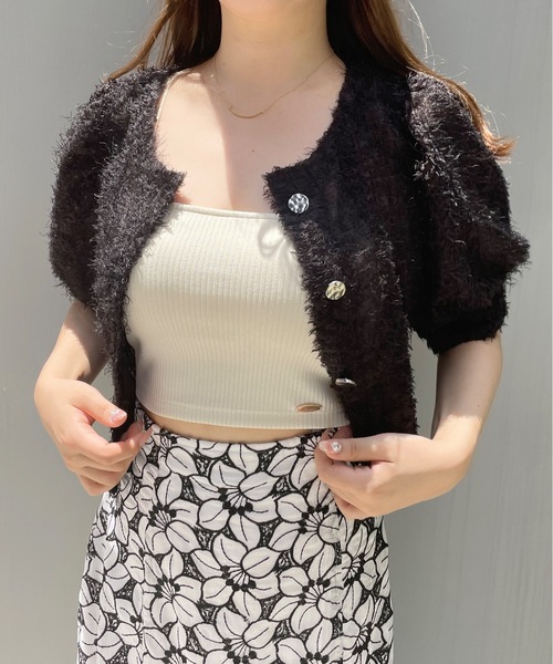 NOMAE（ノーマエ）の「クロスストラップパット付ショートキャミ（キャミソール・レディース・グリーン/ダークブラウン/アイボリー/ブラック・FREE）」の8枚目の写真