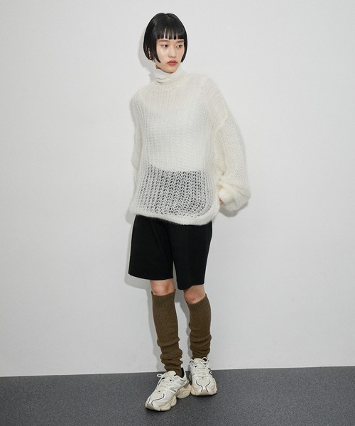 ADAM ET ROPE'（アダムエロペ）の「バルキーニーハイソックス（ソックス/靴下・レディース・オフホワイト/オリーブ・FREE）」の3枚目の写真