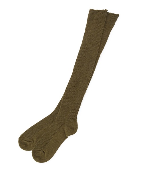 ADAM ET ROPE'（アダムエロペ）の「バルキーニーハイソックス（ソックス/靴下・レディース・オフホワイト/オリーブ・FREE）」の8枚目の写真