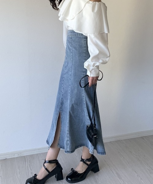 Silly（シリー）の「【韓国コーデに！】デニムマーメイドスカート（デニムスカート・レディース・ブルー/ブラック・SMALL/MEDIUM/LARGE）」の8枚目の写真
