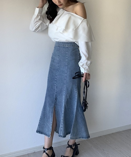 Silly（シリー）の「【韓国コーデに！】デニムマーメイドスカート（デニムスカート・レディース・ブルー/ブラック・SMALL/MEDIUM/LARGE）」の10枚目の写真