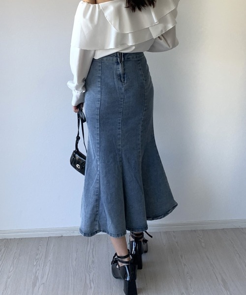 Silly（シリー）の「【韓国コーデに！】デニムマーメイドスカート（デニムスカート・レディース・ブルー/ブラック・SMALL/MEDIUM/LARGE）」の12枚目の写真