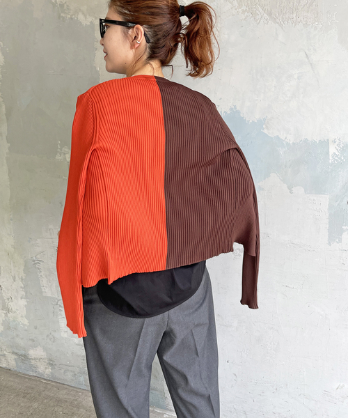 Spick&Span バイカラーリブカーディガン リブカーディガン 限定値下げ Spick & Span（スピックアンドスパン）の「バイカラーリブ
