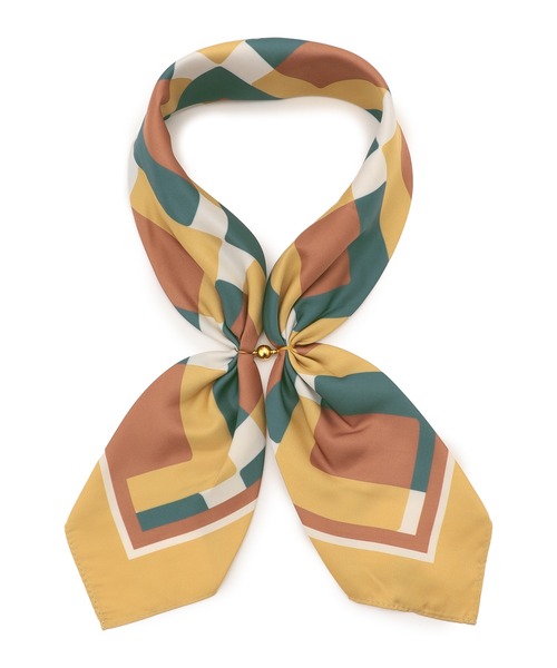 Petit Honfleur（プチオンフルール）の「ワンタッチスカーフ（ストール/ショール・レディース・チャコールグレー/オレンジ/イエロー・フリー）」の3枚目の写真