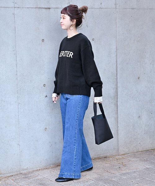 B.C STOCK(ベーセーストック)の「ロゴインターシャプルオーバー(ニット/セーター・レディース・グリーン/チャコールグレー/ブラック・FREE)」の5枚目の写真