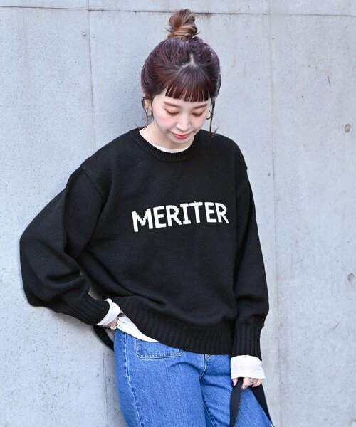 B.C STOCK(ベーセーストック)の「ロゴインターシャプルオーバー(ニット/セーター・レディース・グリーン/チャコールグレー/ブラック・FREE)」の7枚目の写真